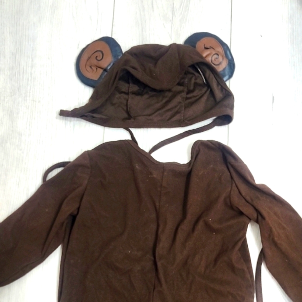 Kids Brown Monkey Costume Hooded Jumpsuit
